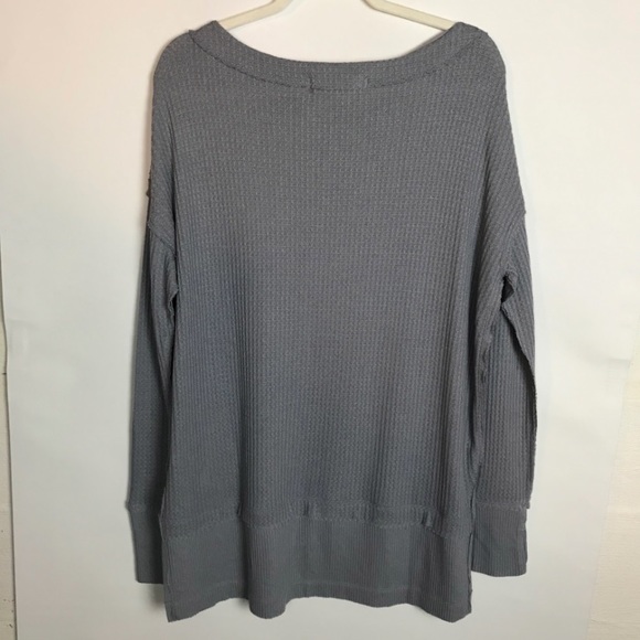 WE THE FREE PEOPLE North Shore Storm Grey Waffle Thermal Tunic Lounge Top XS - Picture 6 of 8